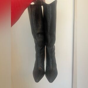 SCHUTZ Black Textured Heeled Boots